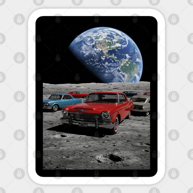 Cars on the Moon-2 Sticker by Megadorim